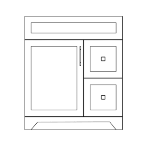 30" RS MDF Vanity- Right Side - 2 Drawers