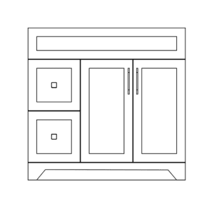 36" RS MDF Vanity - Left Side - 2 Drawers