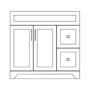 36" RS MDF Vanity - Right Side -2 Drawers