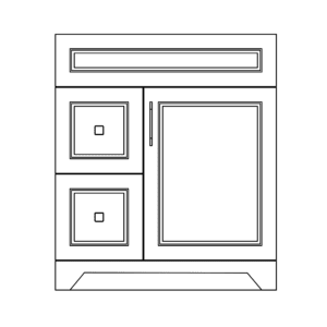 30" SS MDF Vanity - Left Side - 2 Drawers