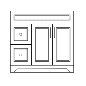 36" SS MDF Vanity - Left Side - 2 Drawers