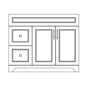 42" SS MDF Vanity - Left Side - 2 Drawers