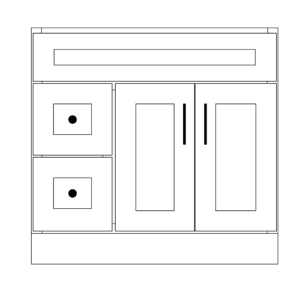 36″- Left Side - 2 Drawers