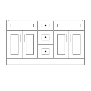 60” Double Sink - 3 Drawers