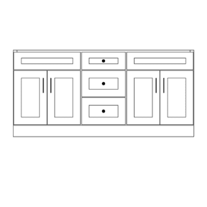 72” Double Sink - 3 Drawers