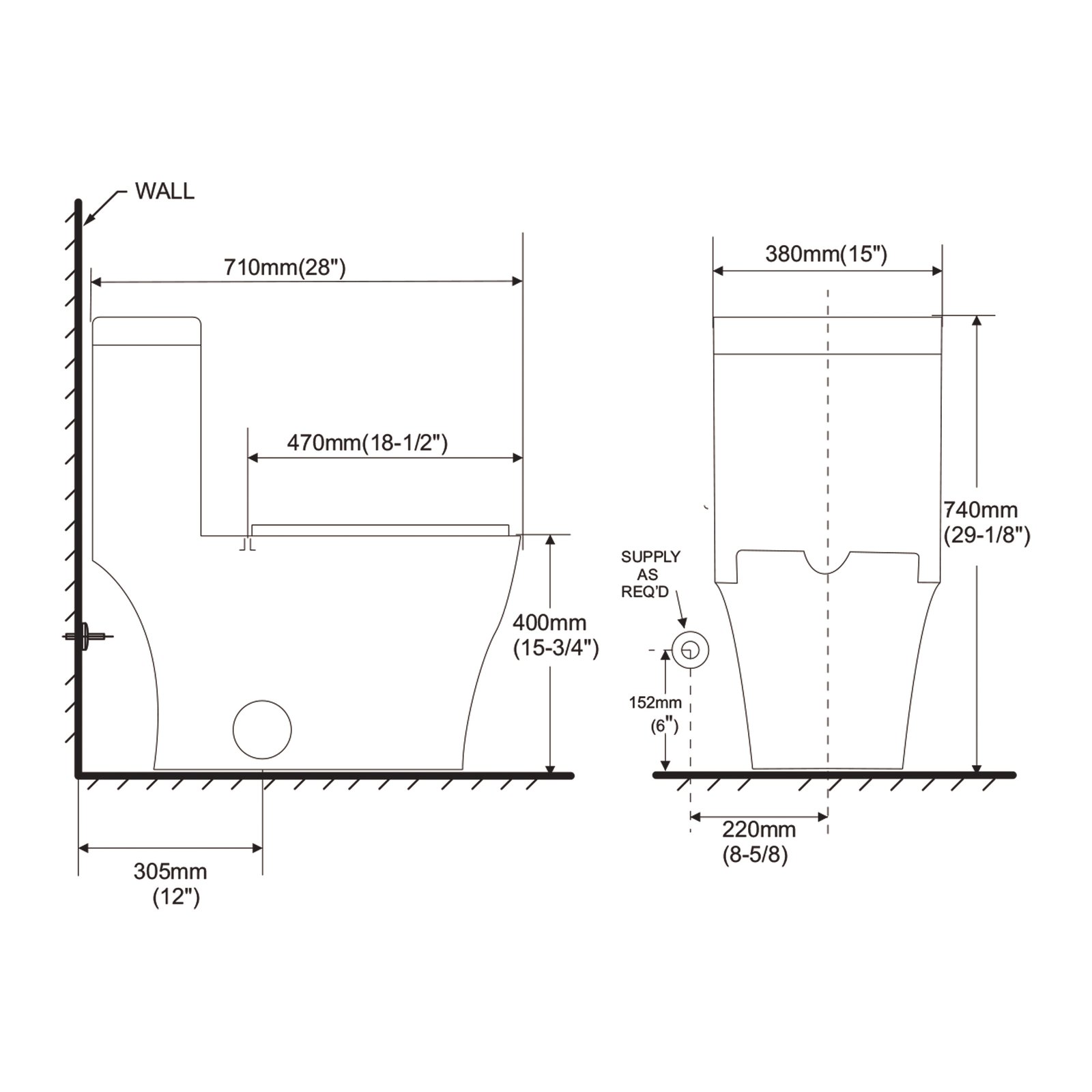 VOXX-2167 Elongated High Efficiency 1-Piece Toilet- Dual Flush - Image 2